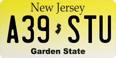 NJ license plate A39STU