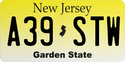 NJ license plate A39STW