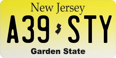 NJ license plate A39STY
