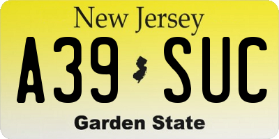 NJ license plate A39SUC