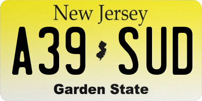 NJ license plate A39SUD