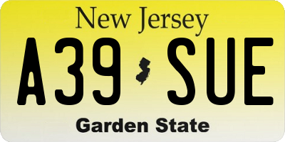 NJ license plate A39SUE