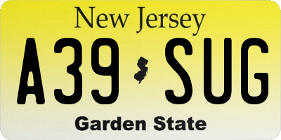 NJ license plate A39SUG