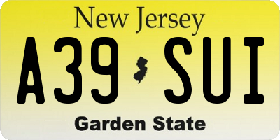NJ license plate A39SUI