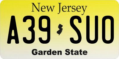 NJ license plate A39SUO
