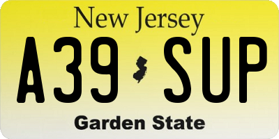 NJ license plate A39SUP