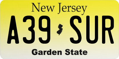 NJ license plate A39SUR