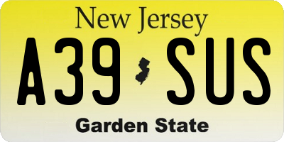 NJ license plate A39SUS