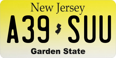 NJ license plate A39SUU