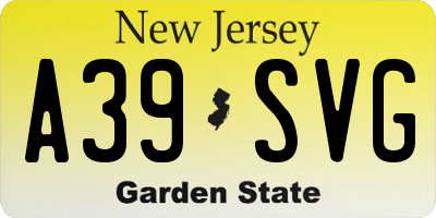 NJ license plate A39SVG