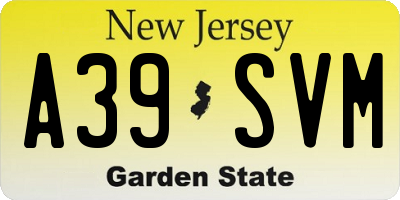 NJ license plate A39SVM
