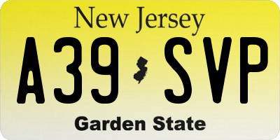 NJ license plate A39SVP