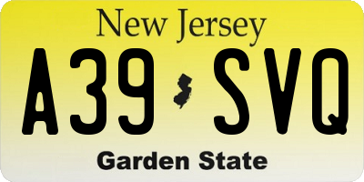 NJ license plate A39SVQ