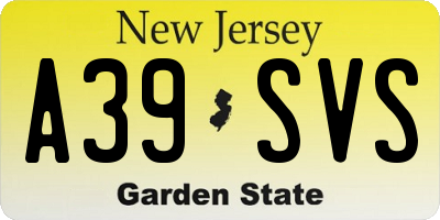 NJ license plate A39SVS