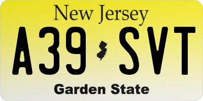 NJ license plate A39SVT