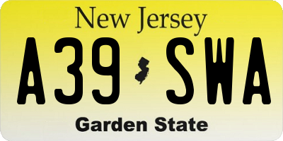 NJ license plate A39SWA