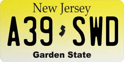 NJ license plate A39SWD