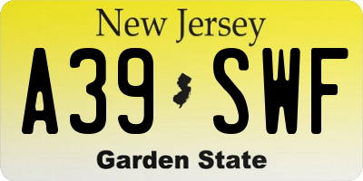 NJ license plate A39SWF