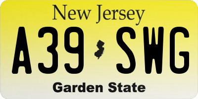 NJ license plate A39SWG