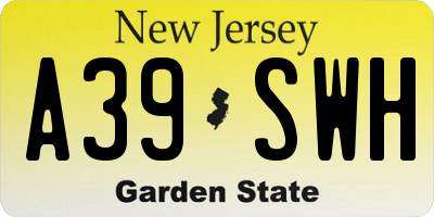 NJ license plate A39SWH
