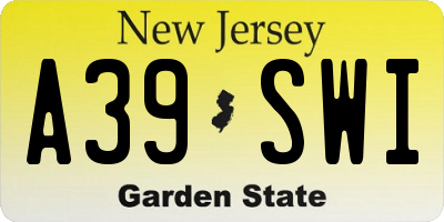 NJ license plate A39SWI