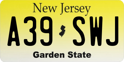 NJ license plate A39SWJ