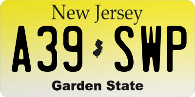 NJ license plate A39SWP