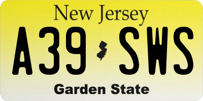 NJ license plate A39SWS