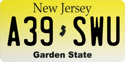 NJ license plate A39SWU