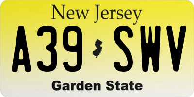NJ license plate A39SWV
