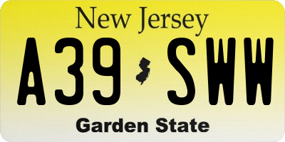 NJ license plate A39SWW