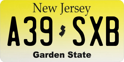 NJ license plate A39SXB
