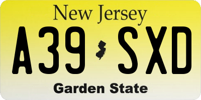 NJ license plate A39SXD