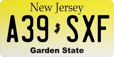NJ license plate A39SXF