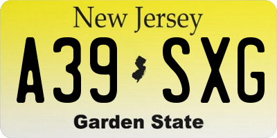 NJ license plate A39SXG