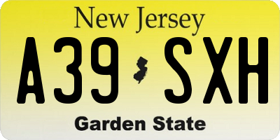 NJ license plate A39SXH