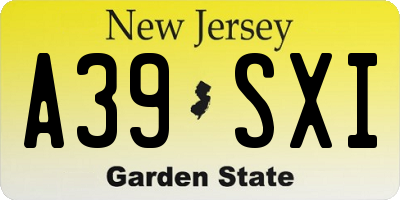 NJ license plate A39SXI