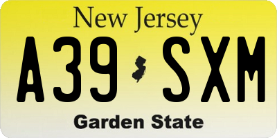NJ license plate A39SXM