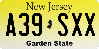 NJ license plate A39SXX