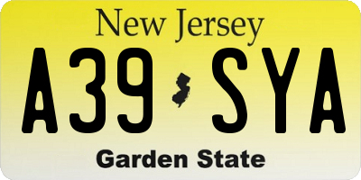 NJ license plate A39SYA