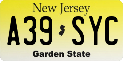 NJ license plate A39SYC