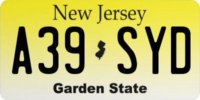 NJ license plate A39SYD