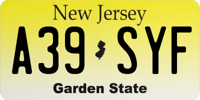 NJ license plate A39SYF