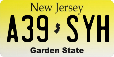 NJ license plate A39SYH