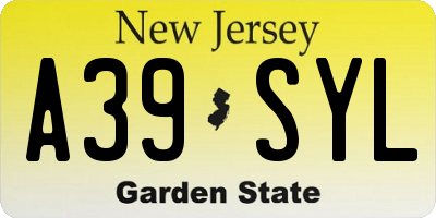 NJ license plate A39SYL