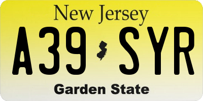 NJ license plate A39SYR