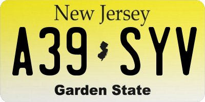 NJ license plate A39SYV