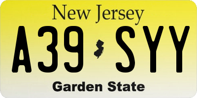 NJ license plate A39SYY