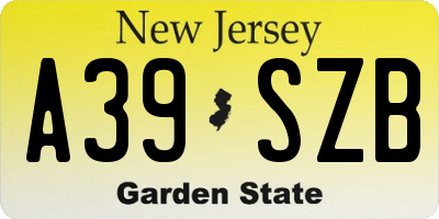 NJ license plate A39SZB
