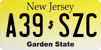 NJ license plate A39SZC
